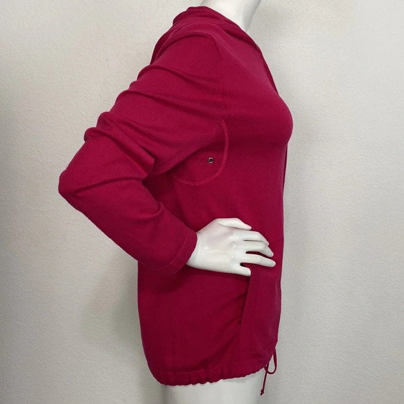 Chico's Platinum Pink Silk Cashmere Blend Long Sleeve Full Zip Hoodie Size 1=M - Picture 4 of 10